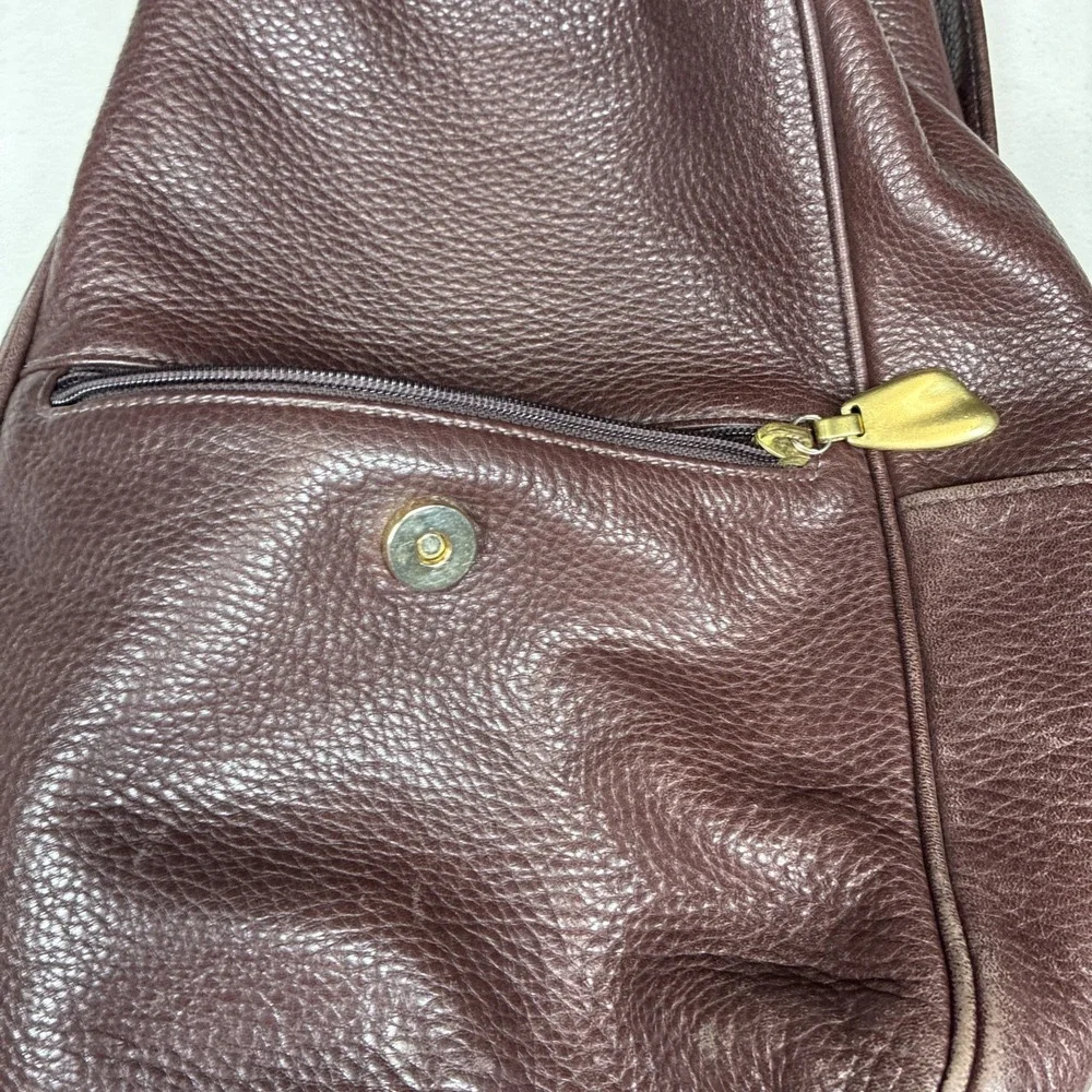 Vintage Libaire Pebbled‎ Brown Leather Backpack Adjsutable Flap Y2K Soft 10x14
